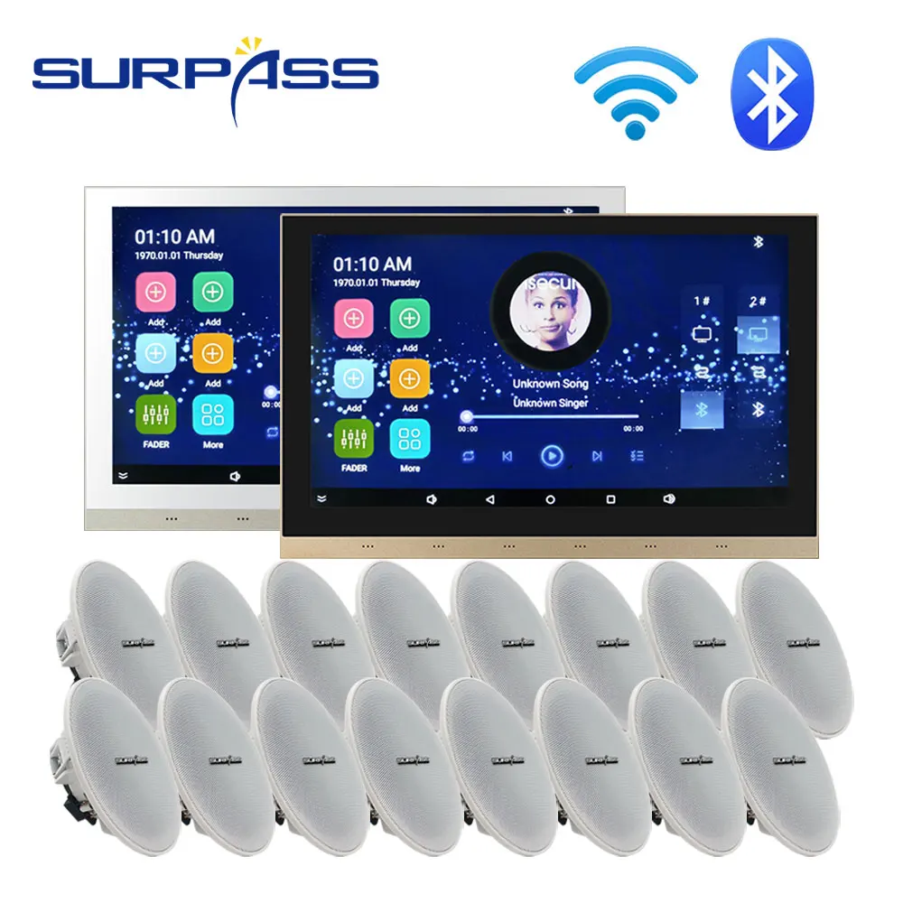 US $863.23 Touch Screen Sound Bluetooth In Wall Amplifier Android Wifi Audio Home Theater System PA Ceiling Speaker Stereo Background Music