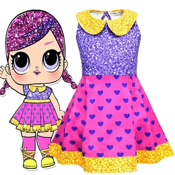 

LOL Surprise Cartoon Doll Girl Kid O-Neck Sleeveless Cosplay Dress Baby Child Party Birthday Princess Cosplay Clothes Costume