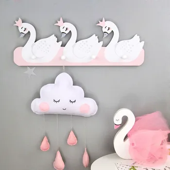 

Nordic Wood Shelves Coat Rack Wall Hanging Shelf Multiple Choice Star Swan Car Kids Baby Girl Room Decor Display Stand Holder