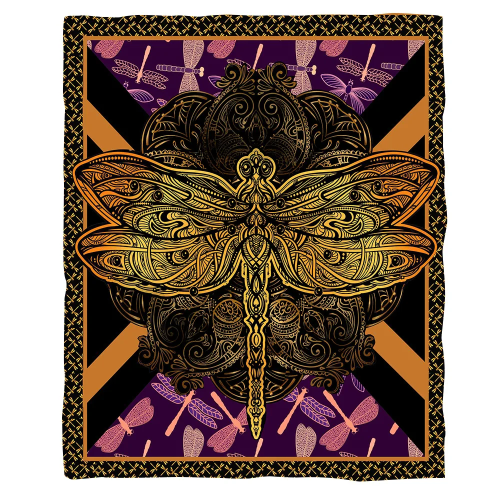 

Dragonfly Psychedelic pattern funny Animal Blanket 3D full printed Wearable Blanket Adults/kids Fleece Blanket Drop Shippng 05