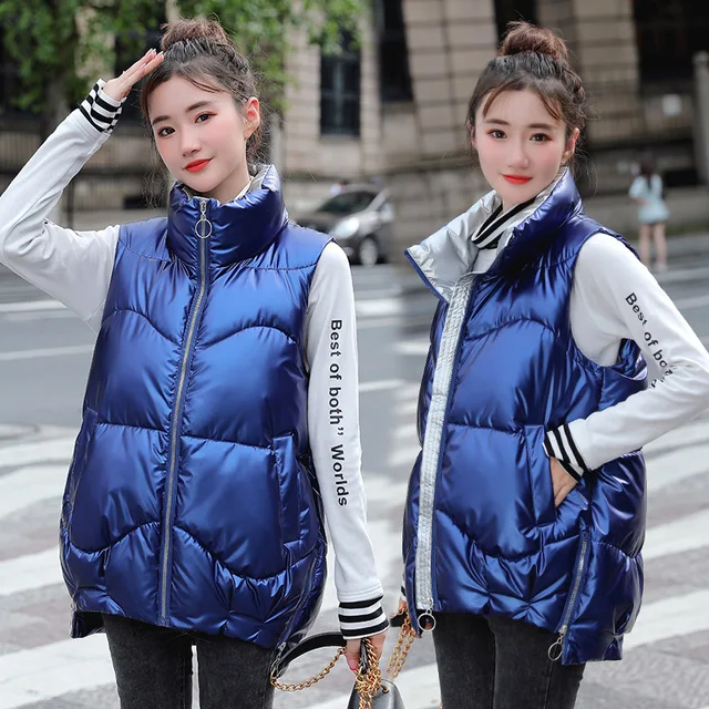 Glossy Sleeveless Puffer Jacket - Women - Ready-to-Wear