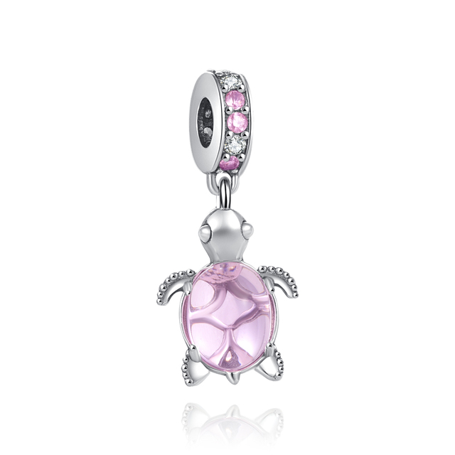 925 Sterling Silver European Pink Green Turtle Family Star Safety DIY Fine Beads Fit Original  Charm Bracelet Jewelry