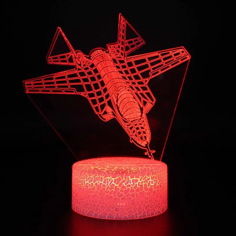 Самолет 3d настольные лампы для спальни Корабль корейский usb led 3d настольная лампа украшение комнаты креативный Ночник светильник рождественские подарки - Цвет абажура: 7 Color changes