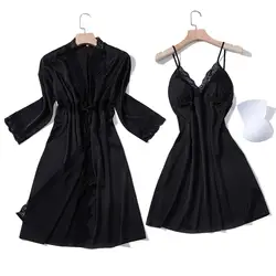 Черное сексуальное ночное белье для женщин Ночная рубашка кружевное белье 2019 женское новое платье для сна с халат ночная Свадебная сорочка