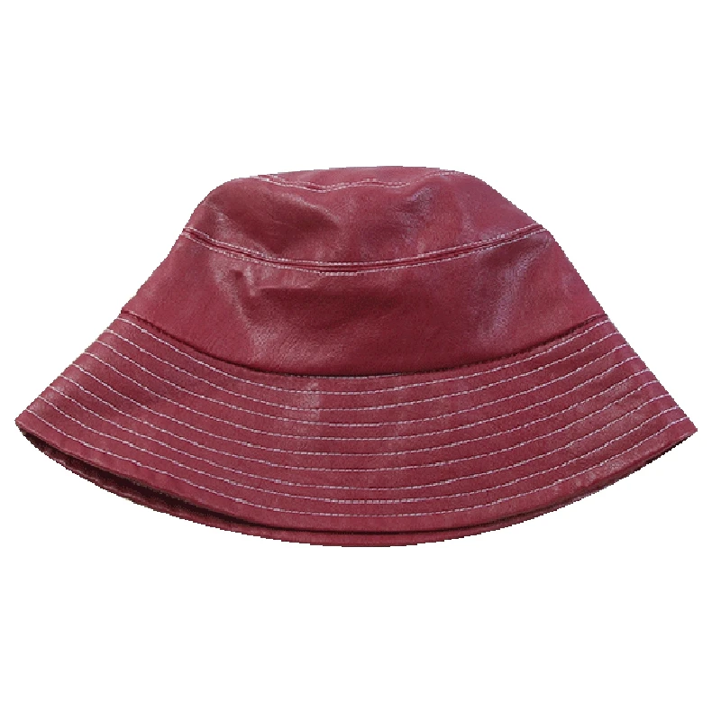 Wine red Моющийся кожаный материал Автомобильная линия плоская верхняя крышка для бассейна Рыбацкая шляпа универсальная Водонепроницаемая Повседневная Студенческая Кепка - Цвет: Wine red
