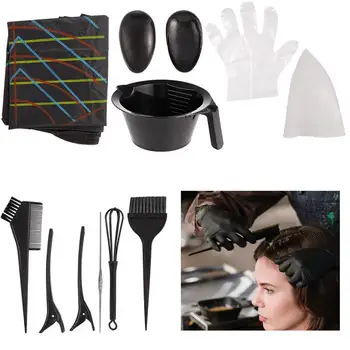 

11pc/Set Black Convenient Hair Dyeing Tool Disposable Hair Dyeing Cloth Hairdressing Ear Cover Hair Clips Dyeing Brush For Salon
