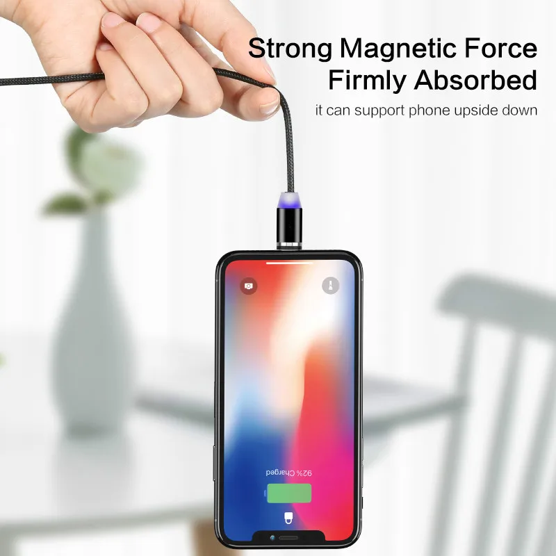1 м Магнитный зарядный кабель Micro USB кабель для iPhone XR XS Max X магнитное зарядное устройство usb type C светодиодный кабель для зарядки