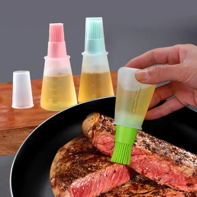 4Colors Szilikon Olajpalack Takaróolaj -Kefével Lapos Hőállóság Grillező Eszközök A Bbq Konyhai Sütőszerszámokhoz