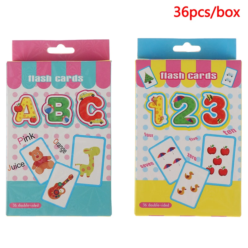 36pcs/Set Educational Card Baby Word Number Literacy Flash Nice High Quality 