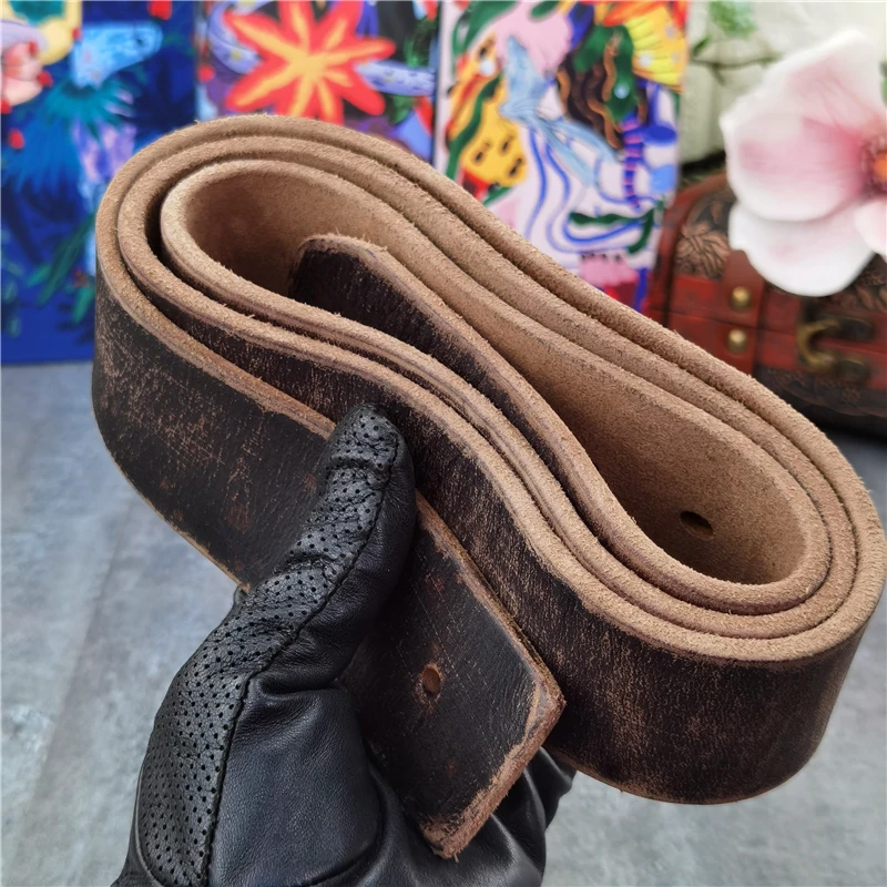 Cinturones de cuero Retro gruesos de 4,3 CM sin hebillas cinturón de hombre Ceinture Homme cinturones de cuero para hombre sin hebillas correa de hombre ancha SP08|Cinturones de hombre| AliExpress