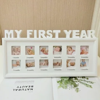 

12 Months Infant Multifunctional Photo Frame Desktop PVC Home Decor Show Moments Display My First Year Girls Boys Newborn Baby