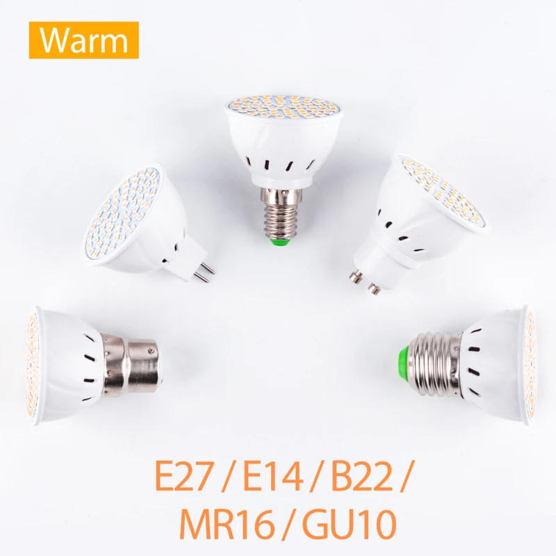 MR16 B22 E14 GU10 светодиодный E27 светильник Точечный Лампа 48 60 80 s lampara 220V bombillas gu5.3