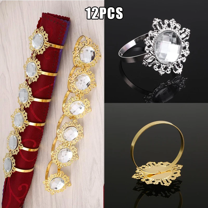 Napkin Ring Diamond Designed 12pcs Kitchen Napkin Rings Decor Banquet Dining& Bar Holder Luxurious Dinner Party Napkin Holder