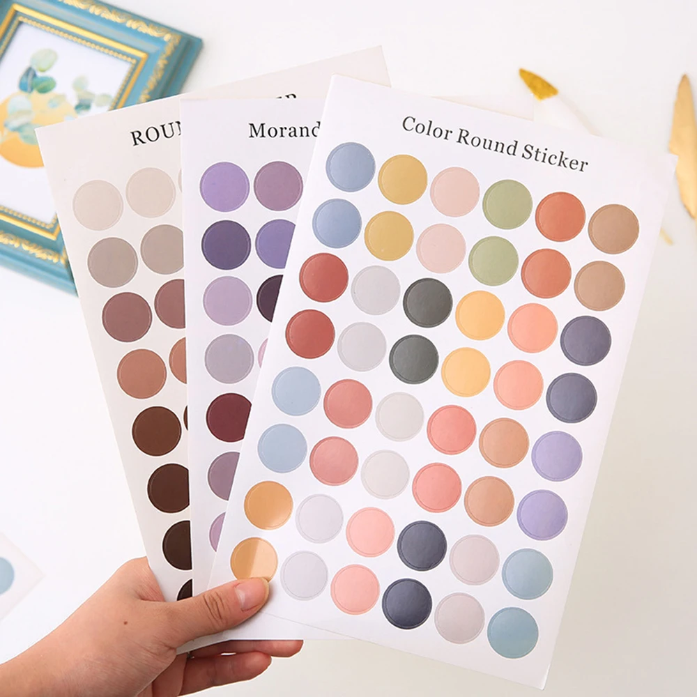 DIY Stickers Dot Morandi Earth Color Moon Scrapbook Album Photo Wall Journal Project Making Happy Card Decoration Sealing Label |