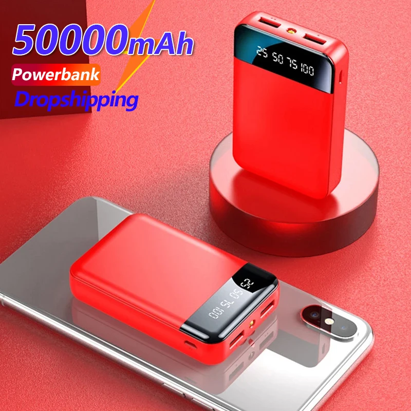 Mini Power Bank Portable Charger 50000mah External Battery with Digital Display 2 USB Port Poverbank for Xiaomi Samsung | Мобильные