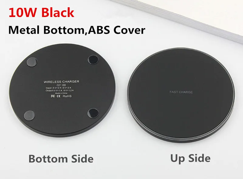 10W Black Metal 10 Вт 7,5 Вт 5 Вт металл Qi Беспроводное зарядное устройство для iPhone Xs Max X 8 Plus QC3.0 USB телефон Быстрая зарядка Pad для samsung Note 9 8 S10 Plus - Тип штекера: 10W Black Metal
