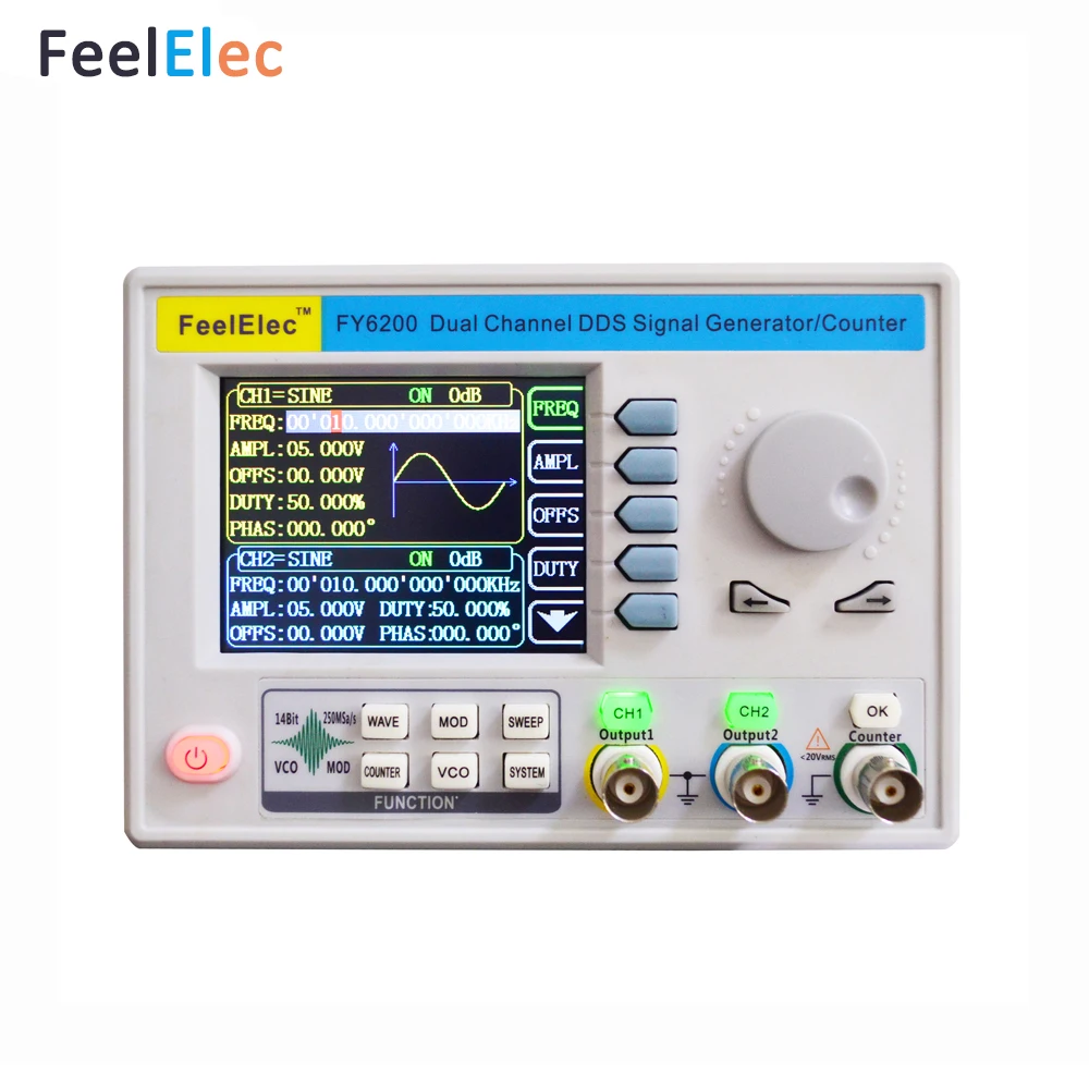 FeelTech 2020 последняя FY6200 20M двухканальный функция произвольной формы DDS генератор