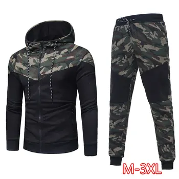 

Men Track Suit Hooded Jacket Sweatsuit Sports Suits New Sportwear Men's Jogger Set Camouflage Tracksuit Men Clothes