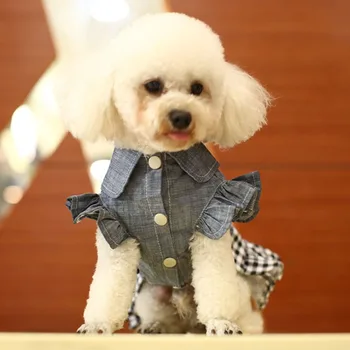 

Spring Pet Dog Clothes Dog Denim Dress Jeans Skirt Small Dog Dress Puppy Clothes Chihuahua Teddy Pet Clothing