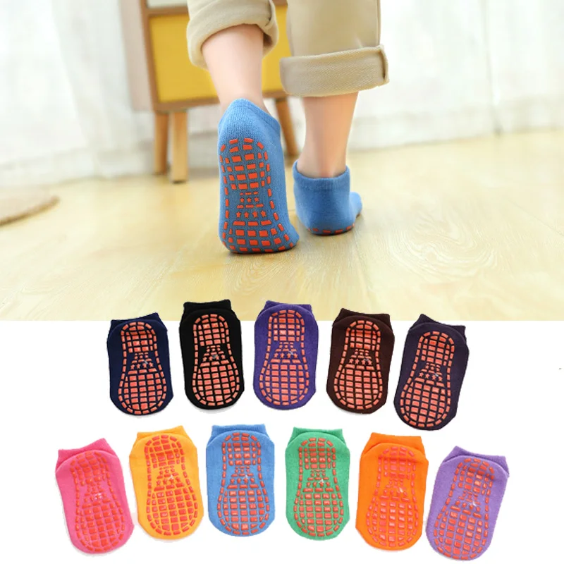 Новинка 2019 года детские Нескользящие носки из полиэстера и хлопка с батутом