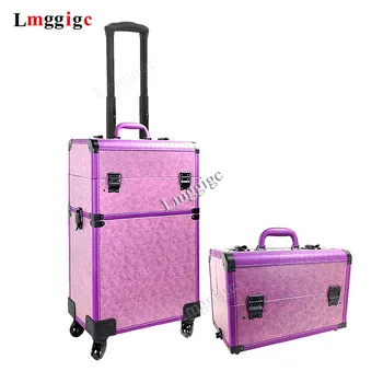 

New Cosmetic case with Rolling Tattoos Toolbox Cabin whell Manicurist bag artist Makeup Case barber Luggage Box