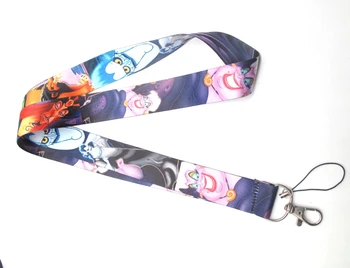 

10 pcs cartoon mermaid Ursula Maleficent Villain Neck Strap Lanyards Badge Holder Rope Pendant Key Chain Accessories