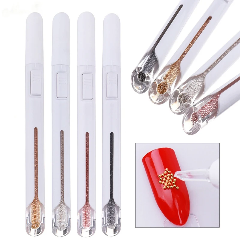 

12 Types Steel Beads Picking Dotting Pen Nail Art Tool Pick Up Small Ball Caviar Manicure Accessories Painting Bullion Pen