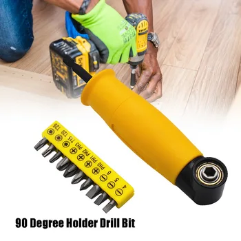

90 Degree Right Angle Extension Driver Drilling Shank Screwdriver 1/4" Hex Drill Bit Socket Holder For Woodworking Tool