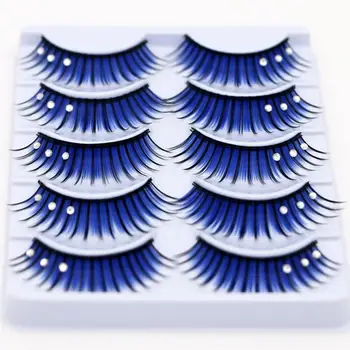 

5 Pairs Dual Colors Glitter Rhinestones Artificial Eyelashes Party Makeup Tool
