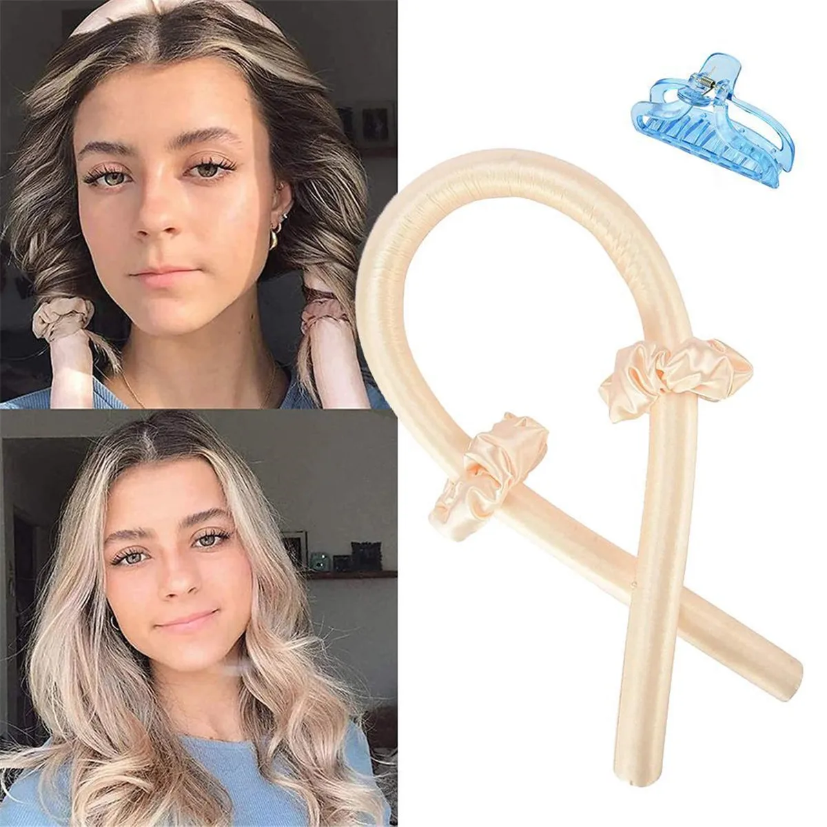 Rizos sin calor para niña, accesorios para rizos, rizos, utensilios de estilismo para el pelo DIY