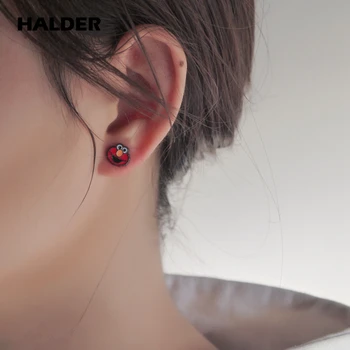

HALDER Cartoon Sesame Street ELMO and OSCAR THE GROUCH Earrings Cosplay Jewelry Direction Cute Pendientes Brincos Accessories