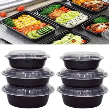 

10PCS 720ML Disposable Plastic Bowl Take Out Containers Food Storage Box with Lids - Round