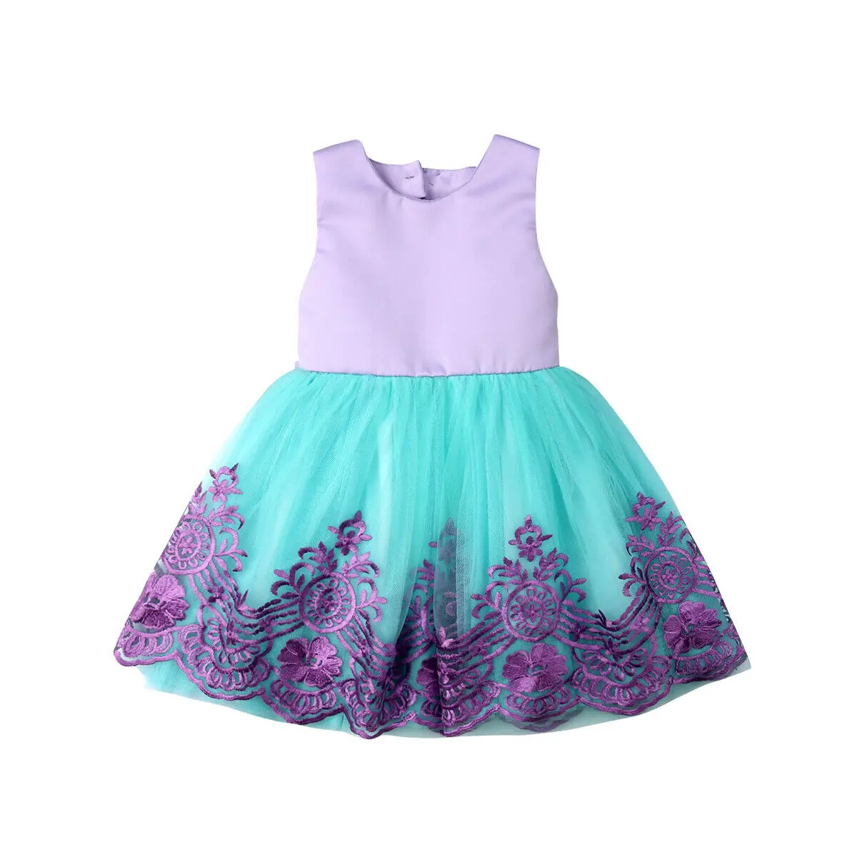 Детское платье принцессы с большим бантом для девочек от 1 до 6 лет торжественное кружевное платье-пачка из тюля без рукавов для свадебной вечеринки бальное платье с открытой спиной для девочек - Цвет: Фиолетовый