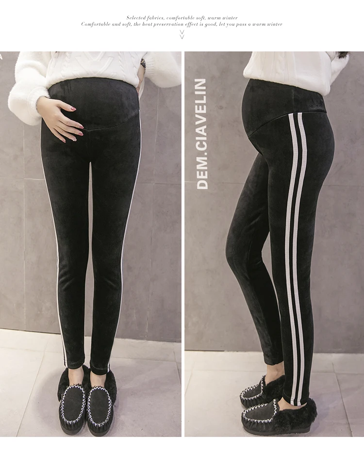 Winter Maternity Leggings Thick Adjustable Waist Velvet Line Pregnant Women Pregnancy Clothes Pants Ropa Mujer Premama