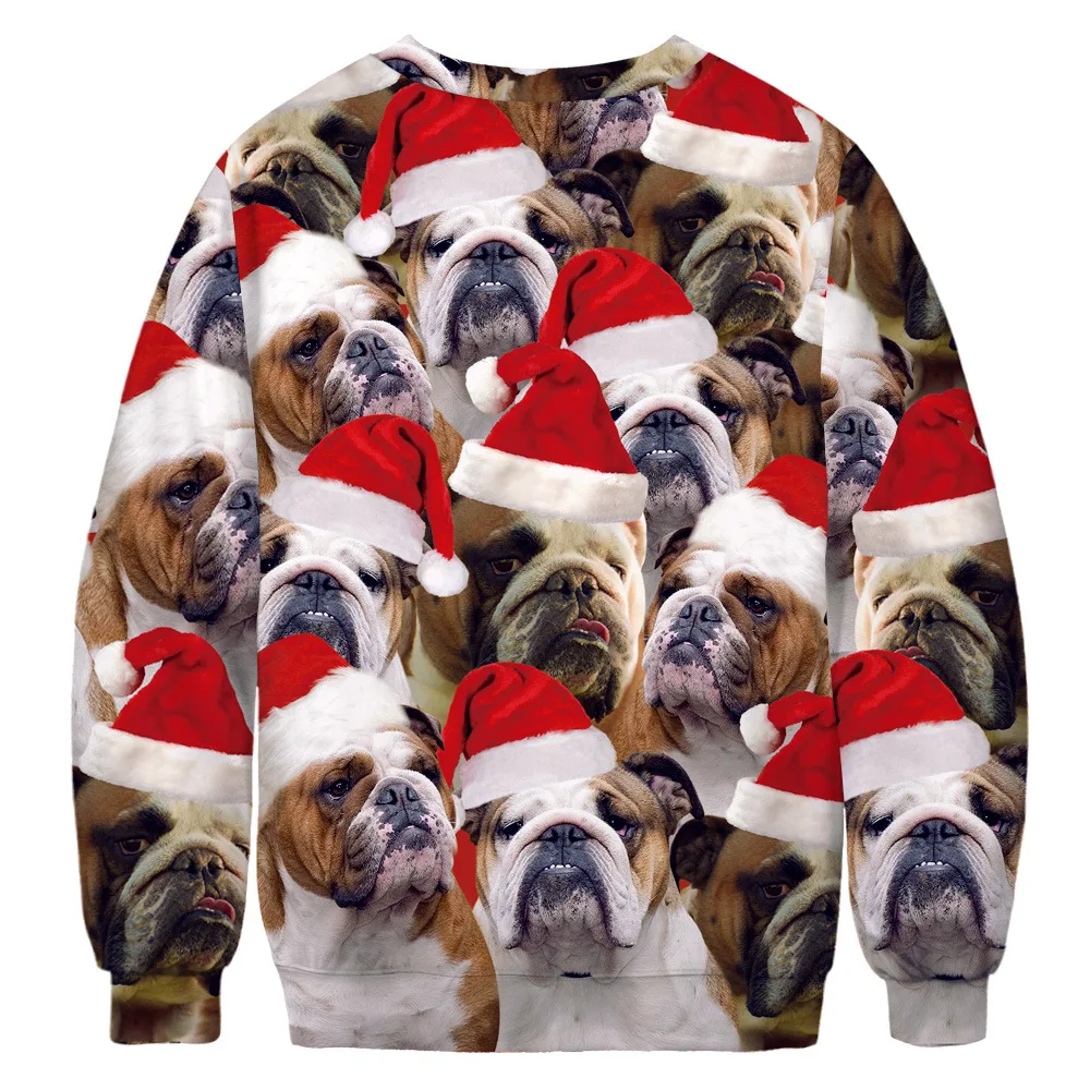 3D Забавный Рождественский свитер с принтом собаки, рождественские худи, толстовки для мужчин и женщин, пуловер, джемпер, топы с длинным рукавом, осенние толстовки с капюшоном