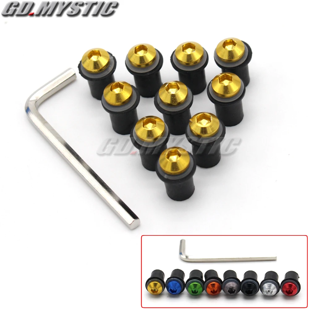 10Ps Motorcycle 5mm Windscreen Windshield Bolts Screw Nut Fastener Kit
