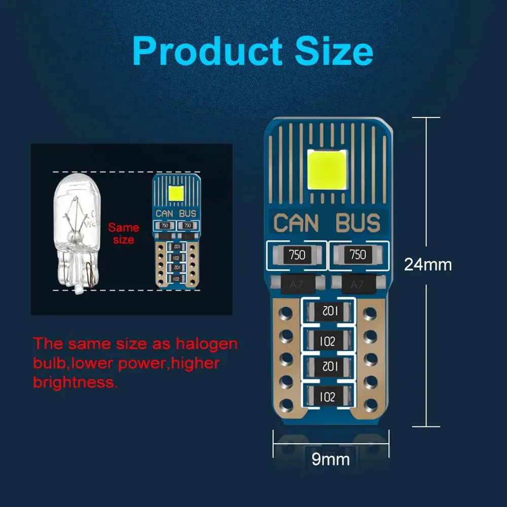 자동차 인테리어 조명의 새로운 표준, Canbus 오류 없음 T10 LED 전구