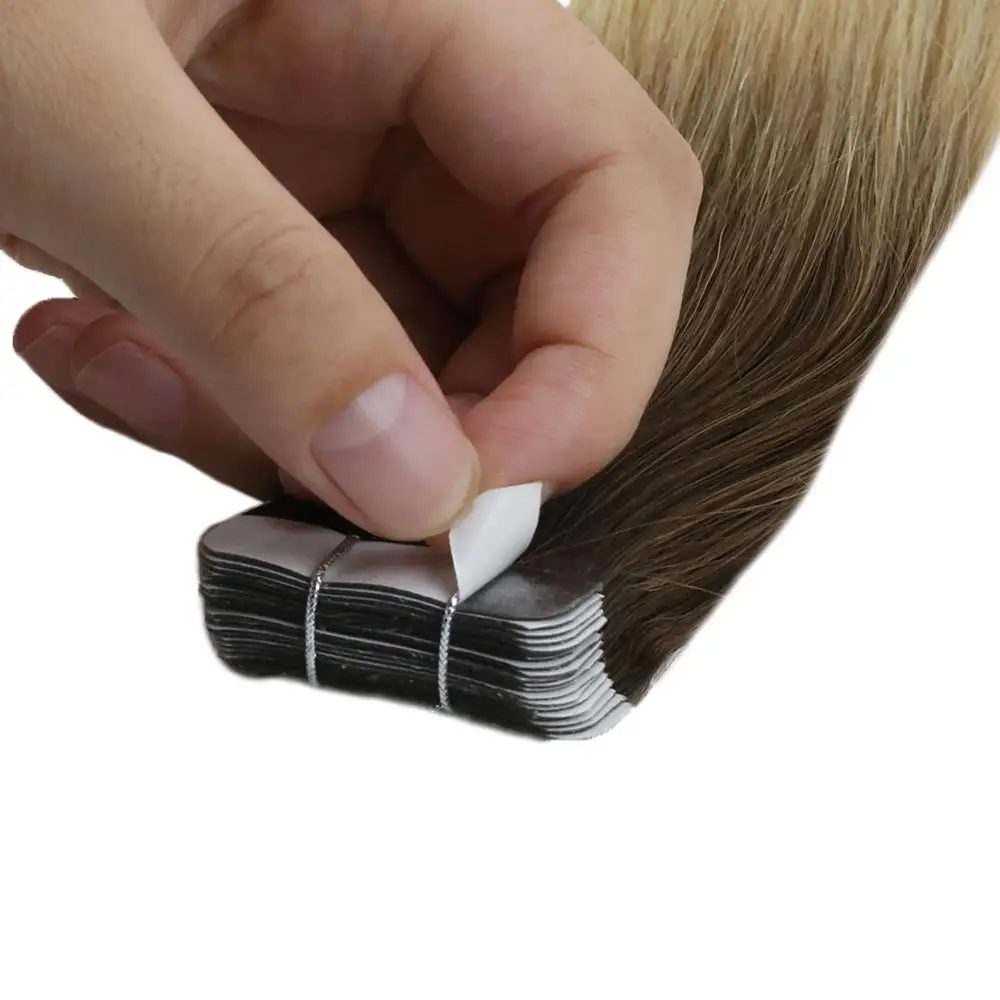 Full Shine Tape in Hair Extensions Balayage Color 100% Human Tape On Hair Extensions 50g 20 Pcs machine made remy