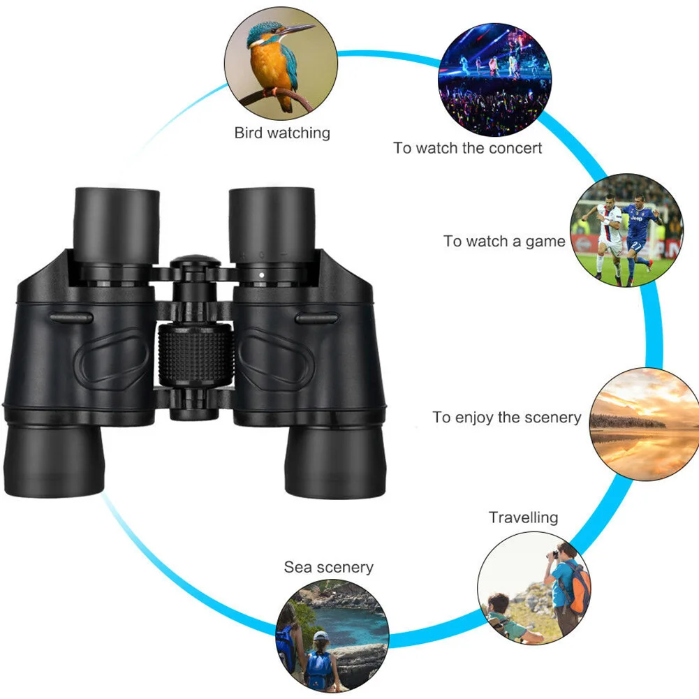 HD 60X60 Telescope Binoculars High Clarity Large Eyepiece High Power For Outdoor Hunting Optical Day Night Zoom Hand Adjusting