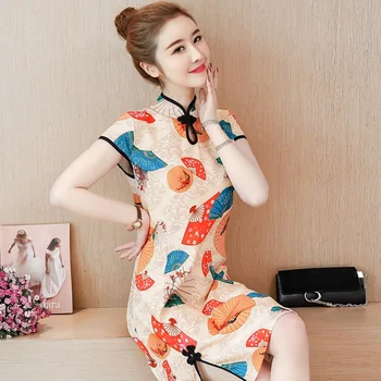 

Summer New Embroidery Phoenix Printed Cheongsam Chinese Style Party Dress Vintage Handmade Button Qipao Vestidos Plus Size 4XL