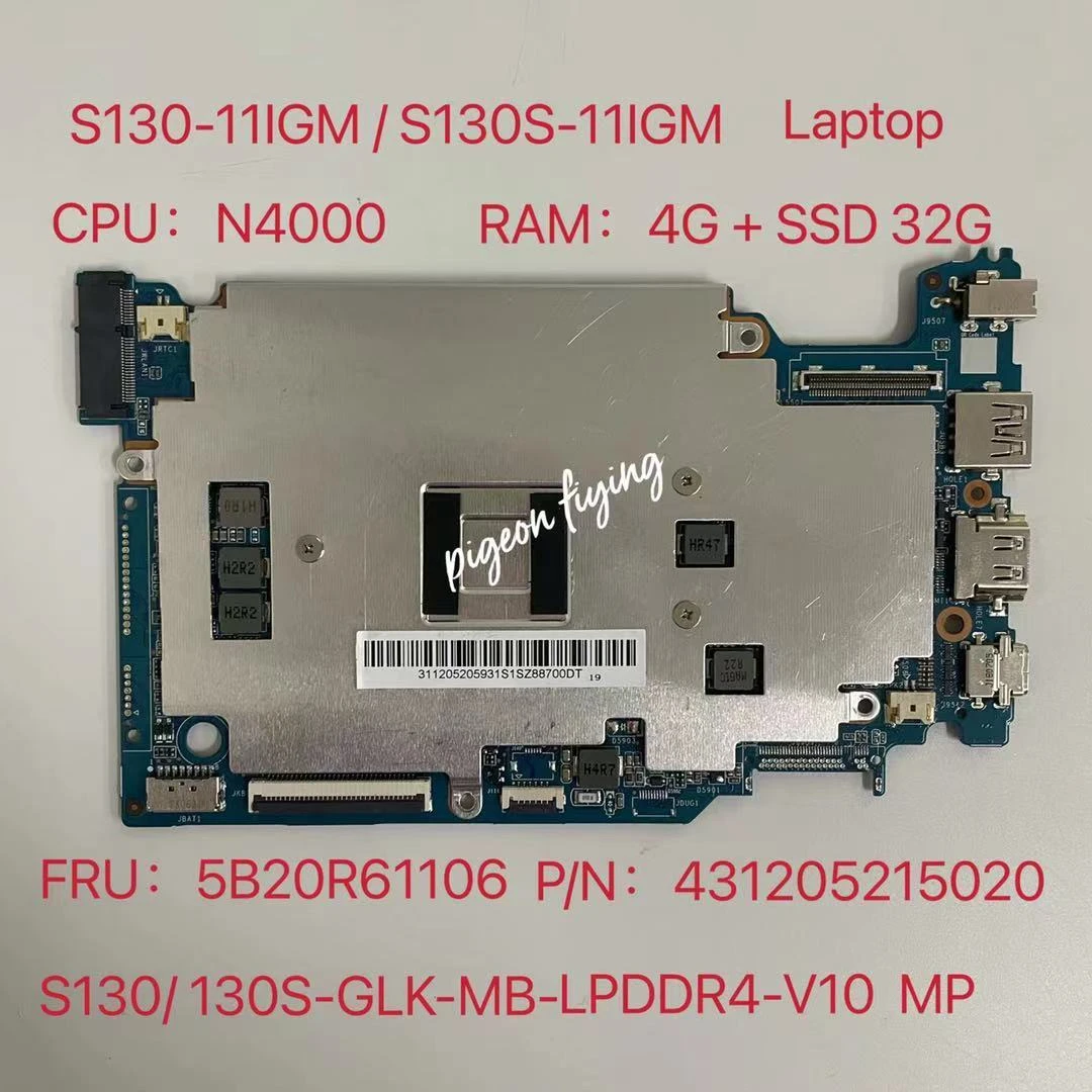 For Lenovo Ideapad S130 11igm Laptop Motherboared Cpu N4000 Uam Ram 4g Ssd 32g Ddr4 P N Fru 5br Test Ok Laptop Motherboard Aliexpress