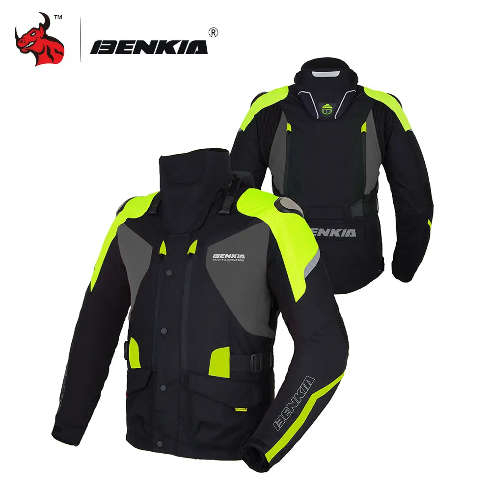 BENKIA мотоциклетная куртка мужская зимняя мотоциклетная гоночная куртка Защитное снаряжение для мотокросса гоночная куртка для бездорожья включает в себя защиту шеи - Цвет: Цвет: желтый