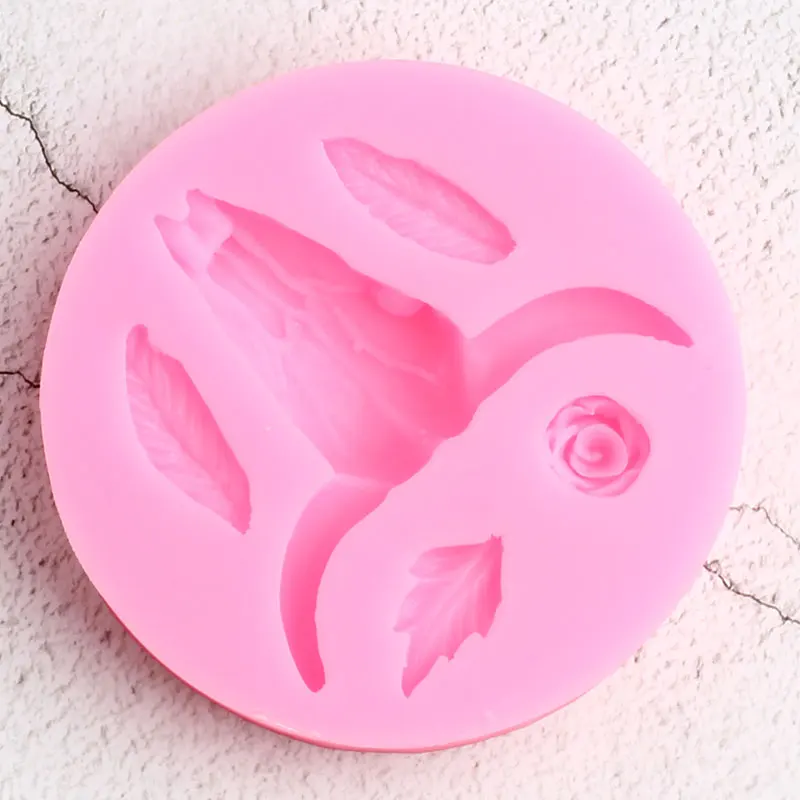 3D голова быка силиконовая форма розовые птицы перо конфеты глина формы для шоколадной глазури выпечка кекса Свадебные инструменты для украшения торта