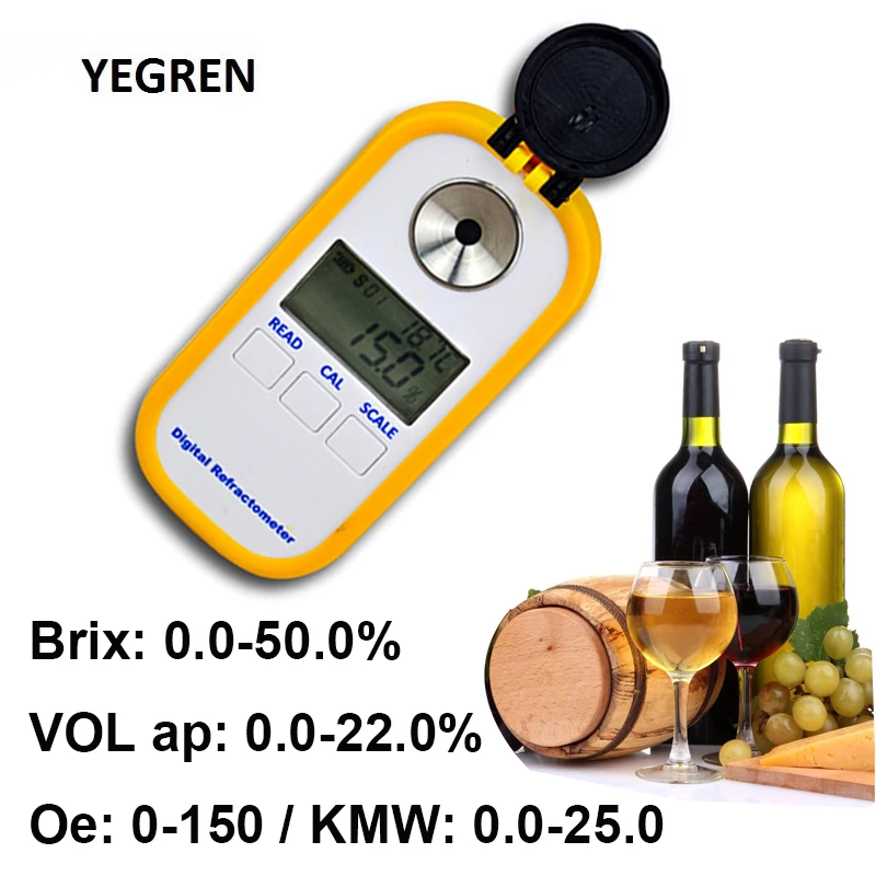 

Portable Digital Alcohol Refractometer Wine Brix Meter OE KMW Tester Refractometer for Wine Brewing Sugar Concentration Detect