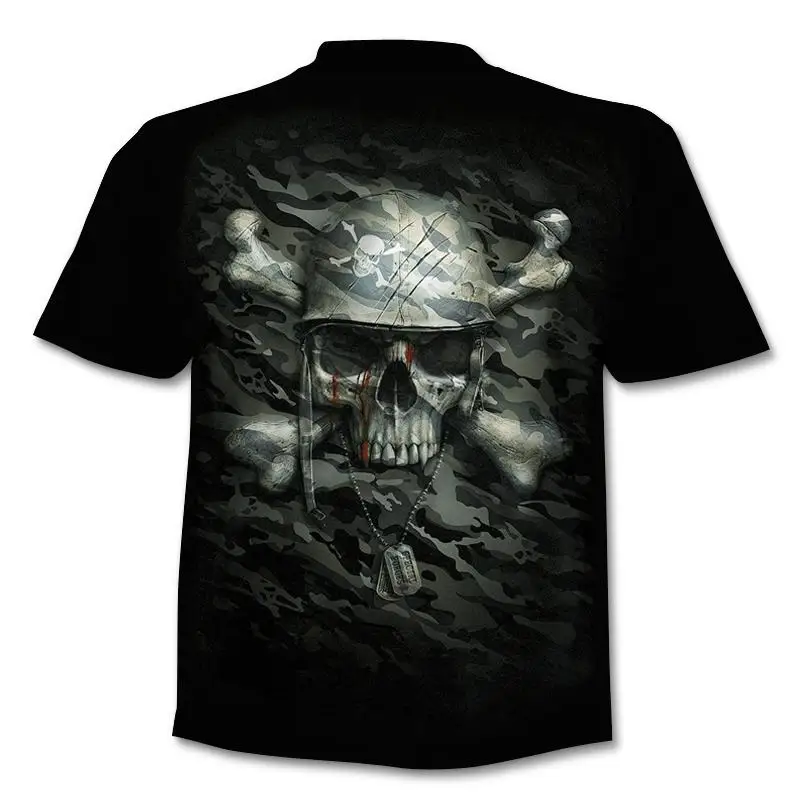 H529122241d2644fe9861a9be3d214ab8N - Fake Jacket Skull Print T-Shirt