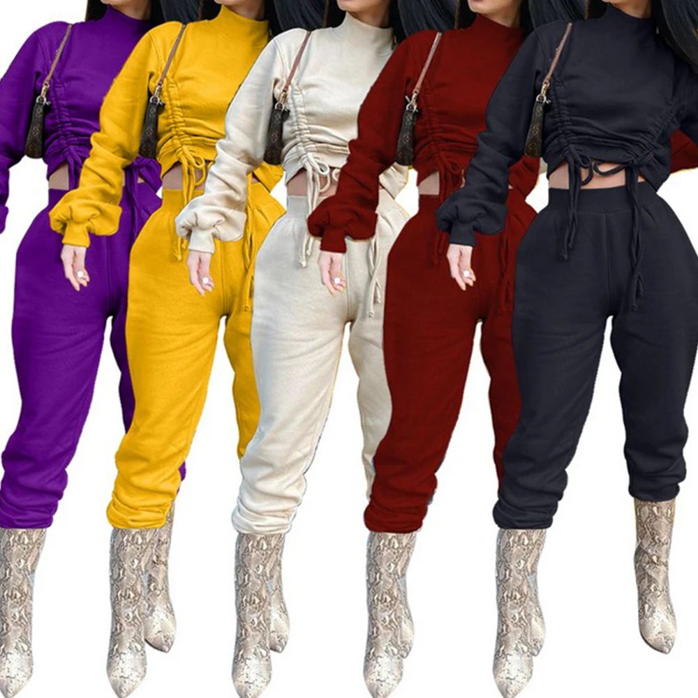 

Autumn Plus Size Two Piece Sets Joggers Women Set Tracksuits Pants 2 Peice Set Women Outfit Sweatsuits Women Drawstring Tops