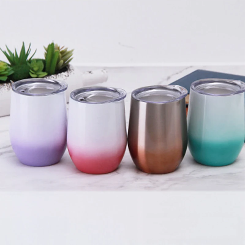 Wholesale 12oz Gredient Wine Tumbler With Lids Stainless Steel Water