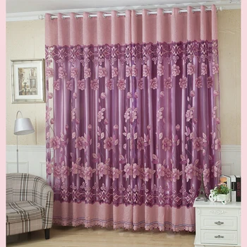 

Flower Burn-Out Curtains Yarn Tulle Curtain Customize Panel Curtains For Living Room Furniture Cover Home Decor 100cm*250cm D30