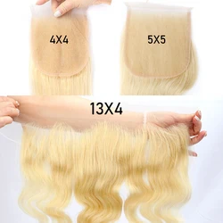 16 Inches 613 Closure Frontal 4X4 Top Closures Only Swiss Ear To Ear 13X4 Lace Frontal Body Wave Straight Human Hair Transparent