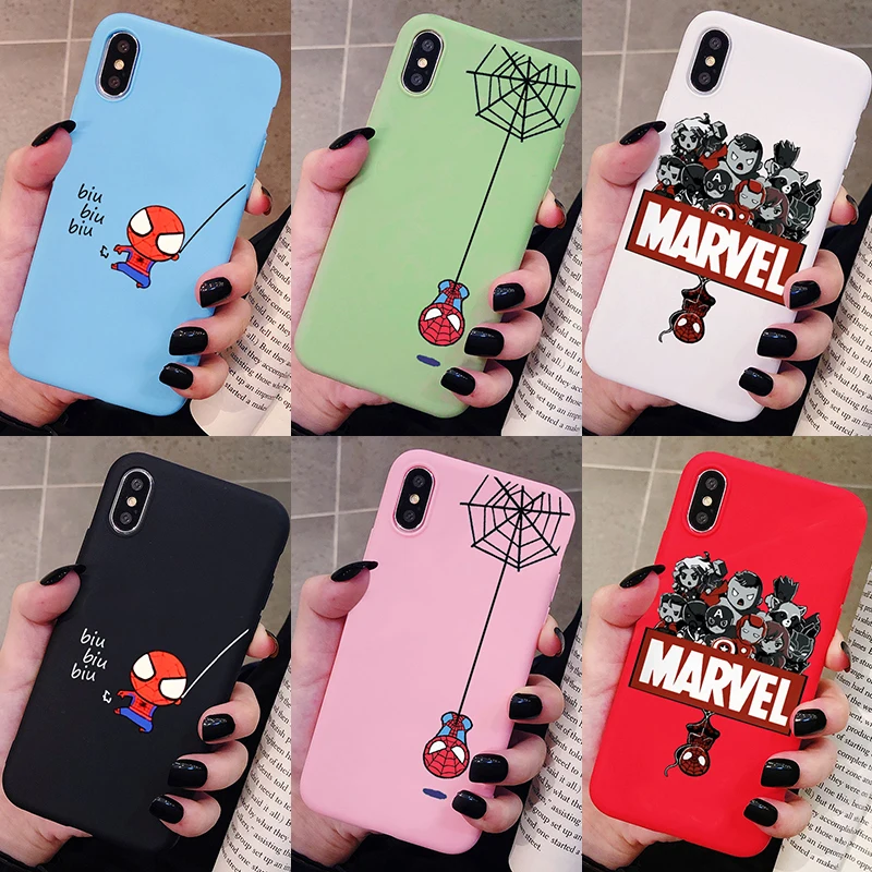 Чехол для телефона с человеком-пауком Marvel для XiaoMi RedMi Note 8 7 6 5 K20 Pro матовый Силиконовый чехол s мультяшная мягкая задняя крышка